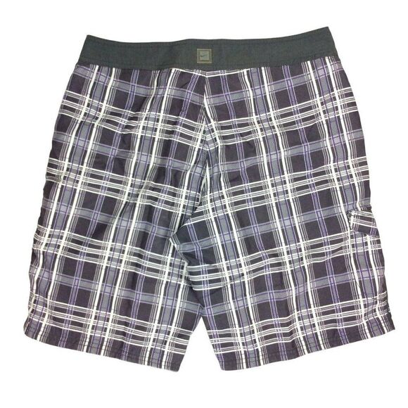 Nike Swim Board Shorts Mens Size 34 Trunks Gray Purple Plaid Water Sports Beach - Picture 3 of 7